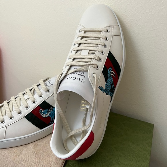 NIB GUCCI Men\'s Freya Hartas Ace Sneaker In White Leather Size US 10.5 G 10 main image 8